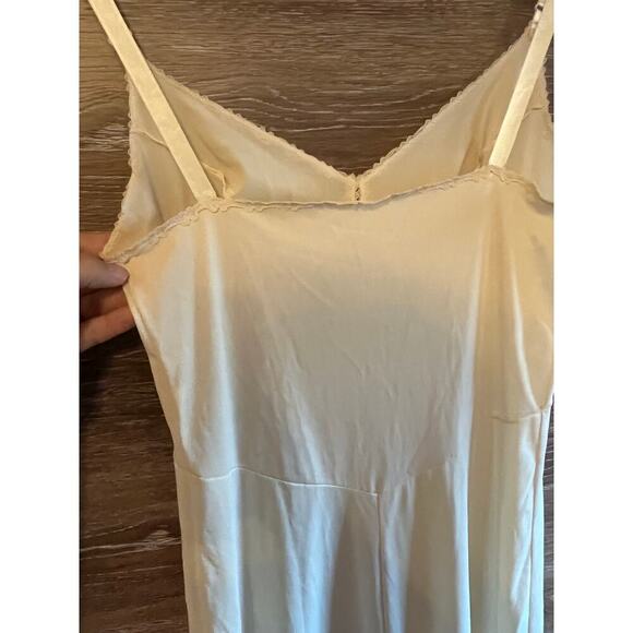 Vintage Nightgown Long Ivory Olga Size Medium Satin Slip dress Cottagecore fairy - Picture 10 of 10